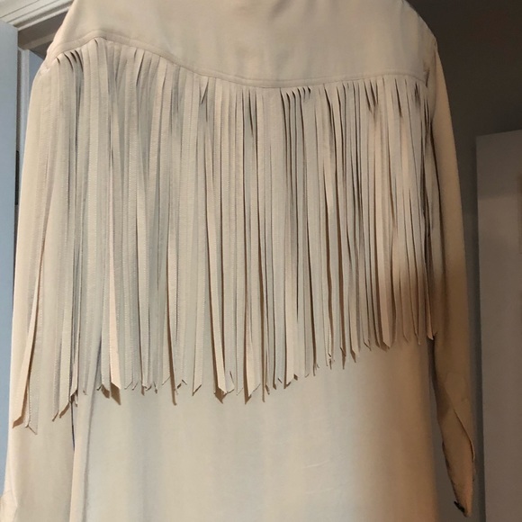 Tan silk fringe top size S - Picture 3 of 5